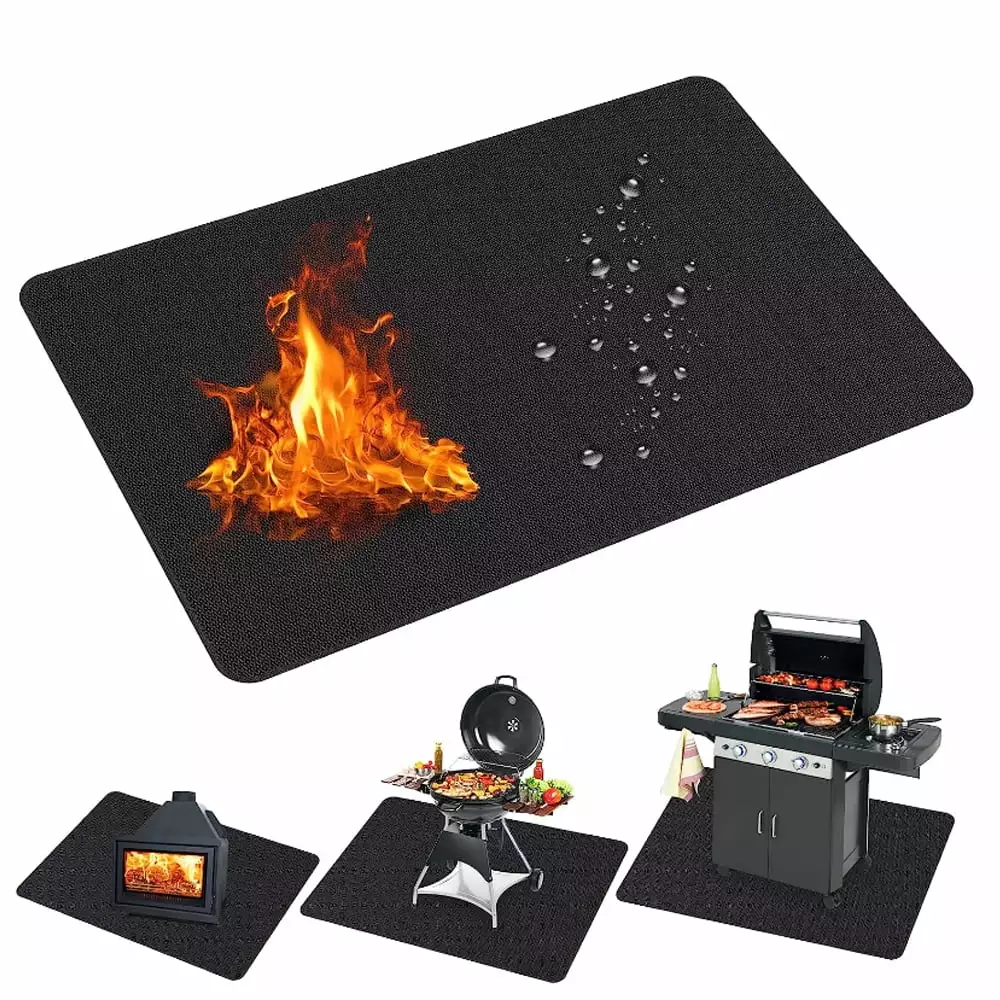 23.62x31.5 Inch Under Grill Mat Outdoor Grill Fireproof Mat Charcoal Flat Top Smokers Gas Grills 23