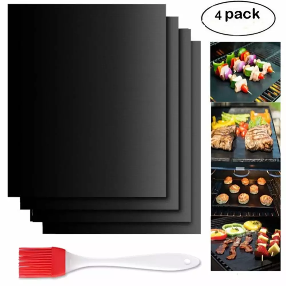 4-Pack Non-Stick BBQ Grill Mats - Heavy Duty Reusable Baking Mats Gas Charcoal Electric Grills 4