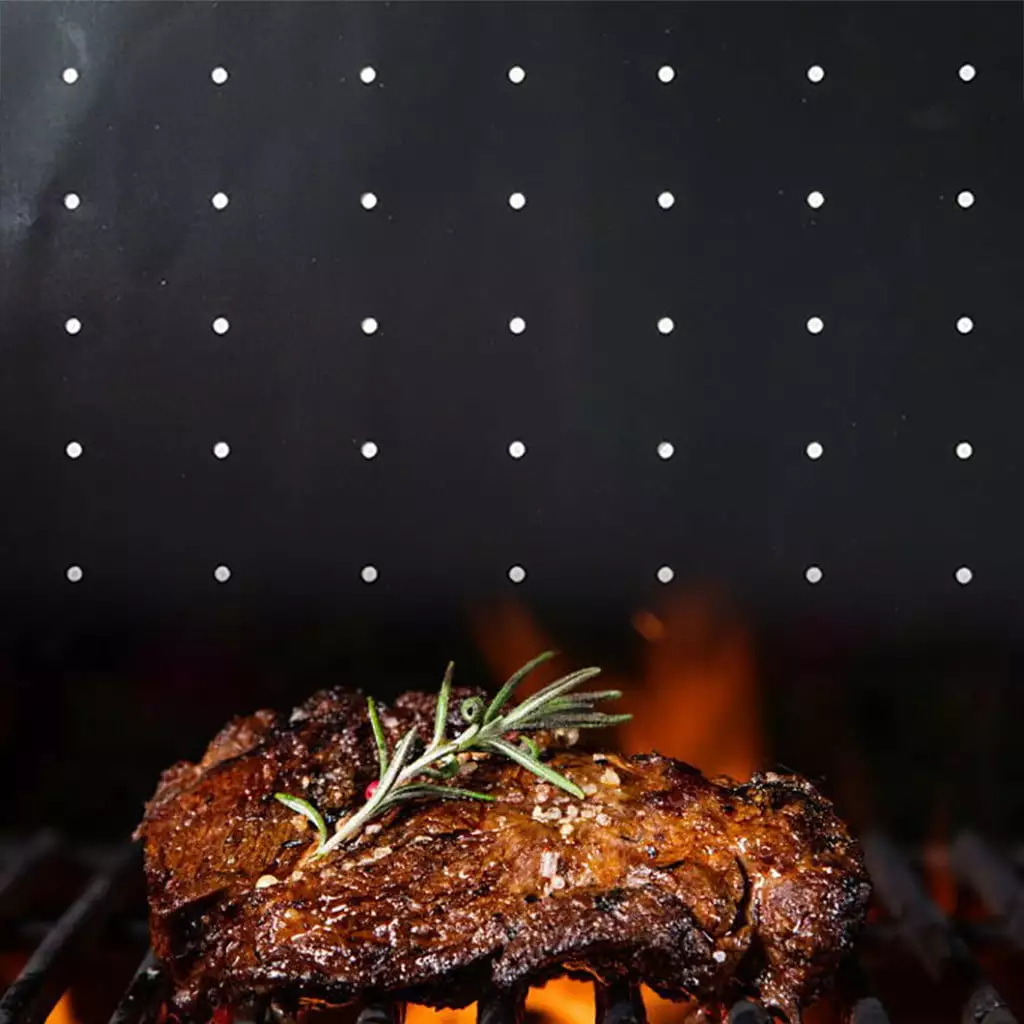 Dnyelq 2 Grill Mats Holes Reusable Heavy Duty BBQ Pad Non-Stick Grill Mat One