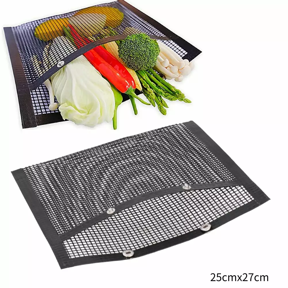 FAGINEY Non-Stick BBQ Mesh Grill Bag - Heat-resistant Baking Mat Indoor Outdoor Charcoal Grill L