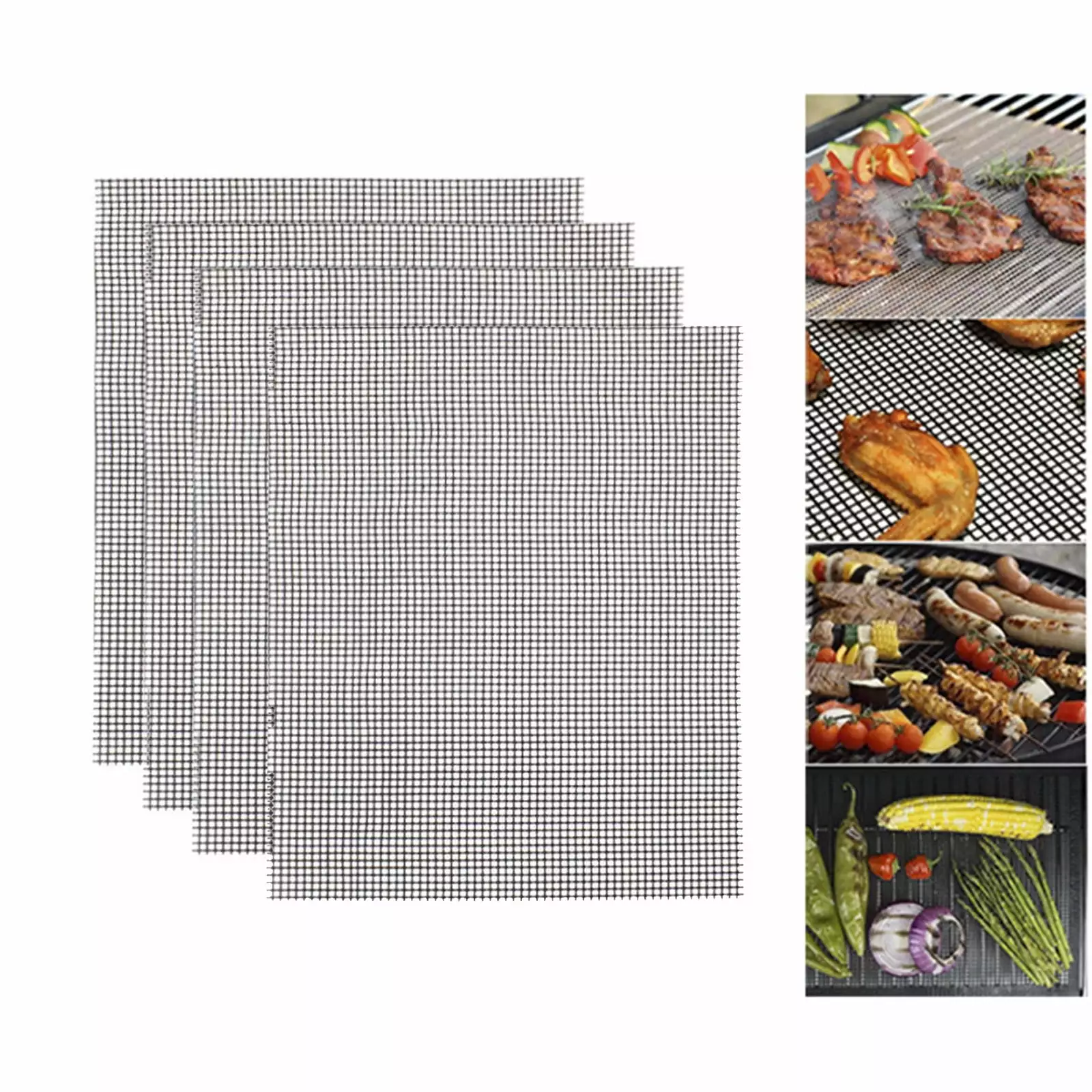 Grill Mesh Mat Set 4 - Heavy Duty Non Stick BBQ Barbecue Accessories Gas Charcoal Pellet Grill