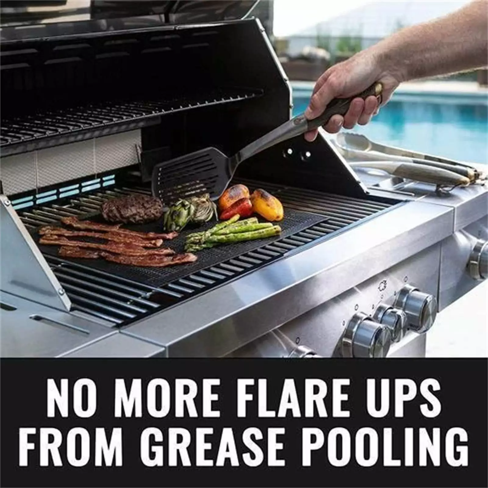 Non-Stick BBQ Grill Net Rectangle Wire Mesh Oven Grill Holder