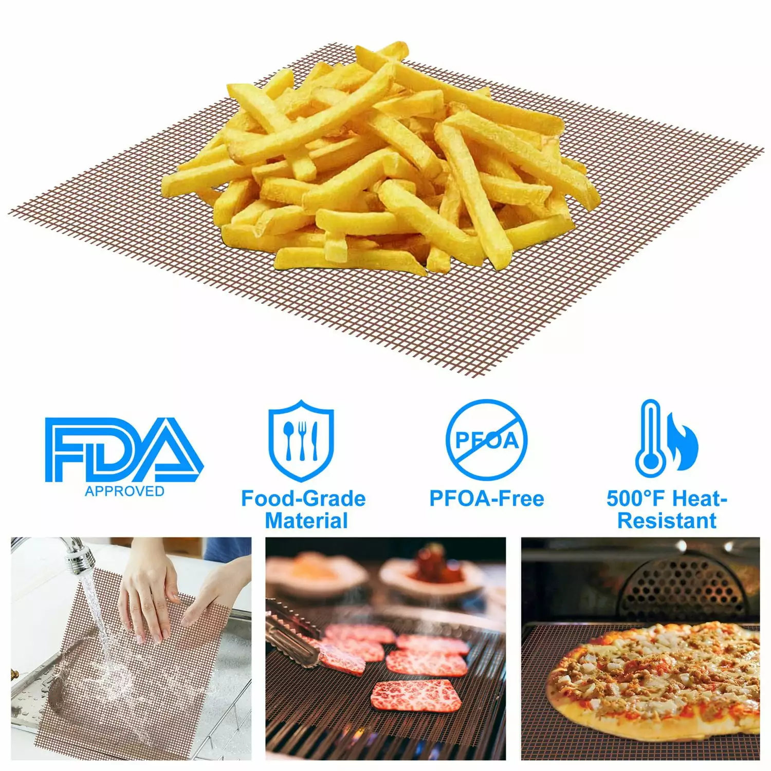 Reusable Non-Stick BBQ Grill Mat Outdoor Gas Charcoal Grill Baking Sheet Liner