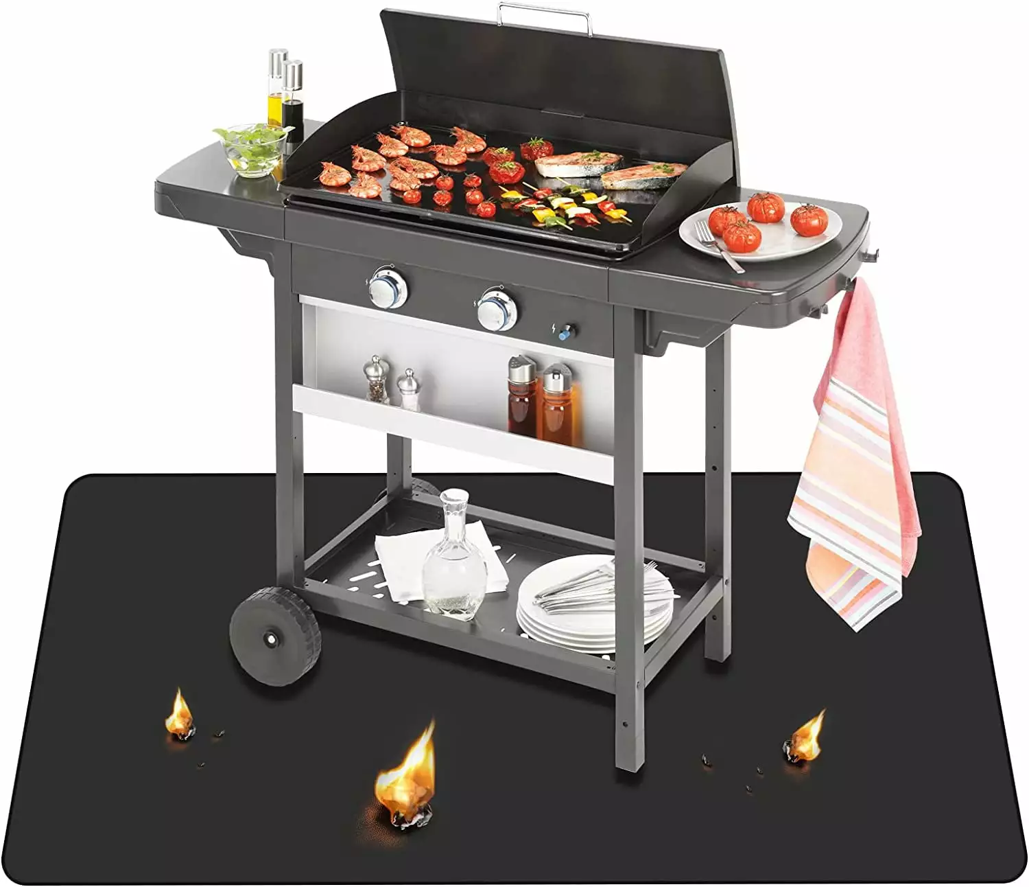 yamagahome 4839 Nonstick BBQ Grill Mat High Temperature Resistant Baking Oil Cloth Outdoor Barbecue Oven Mat 4839