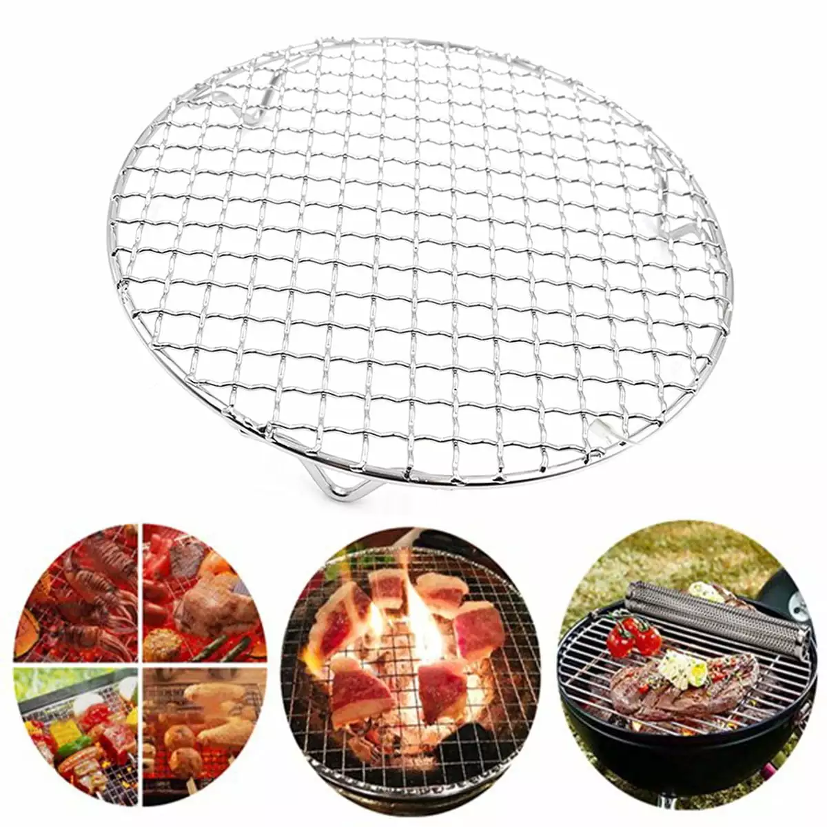 Limei Round BBQ Grill Net Meshes Racks Grid Grate Cooking 6