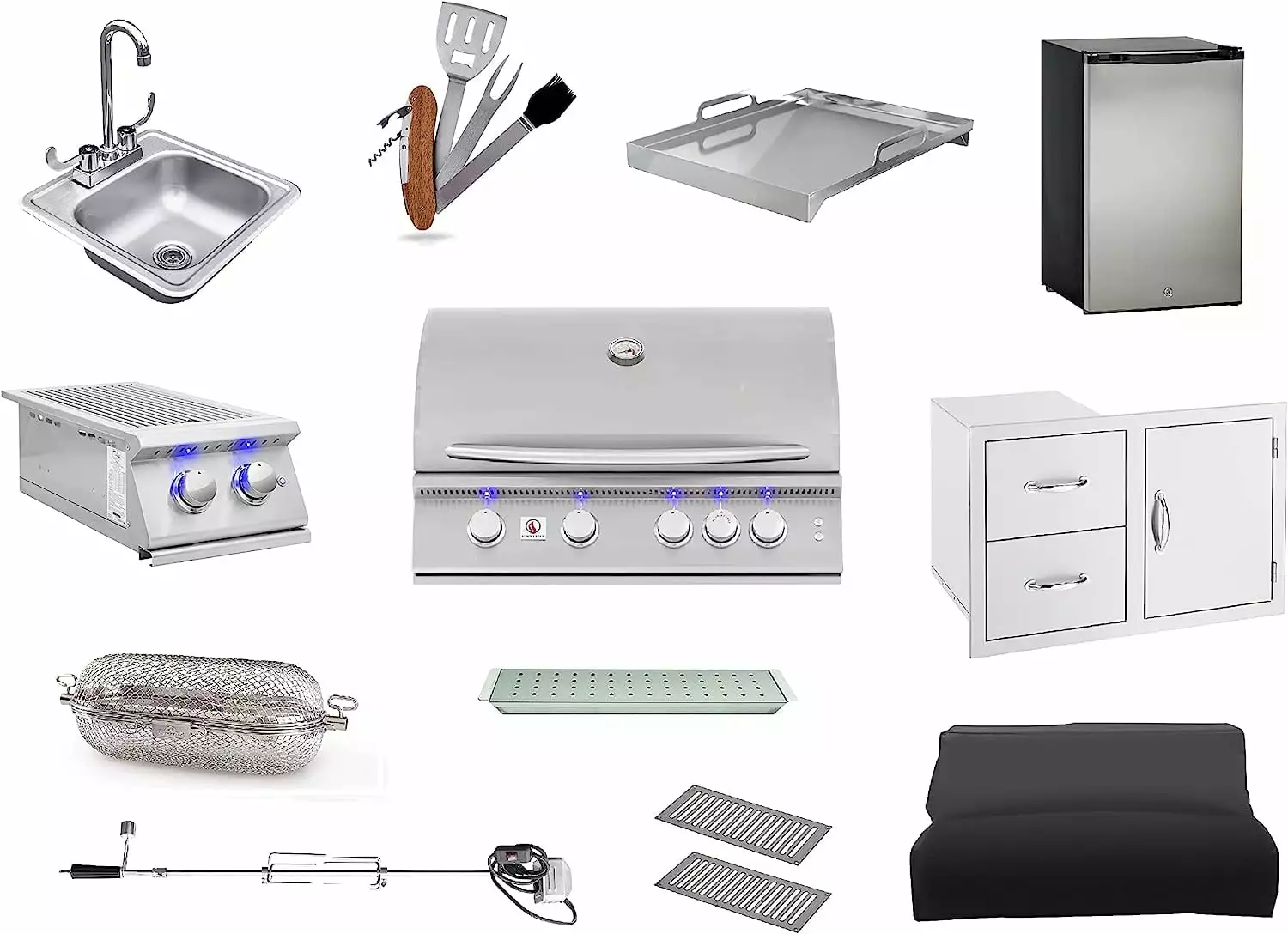 Summerset Sizzler Pro 32 Built- Grill Package Side Burner Sink Refrigerator Natural Gas 32