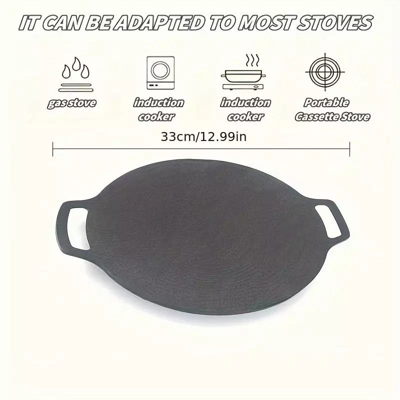 XINGJIU 12.99inch Non-Stick Korean BBQ Grill Plate Camping Picnics Family Barbecues 12