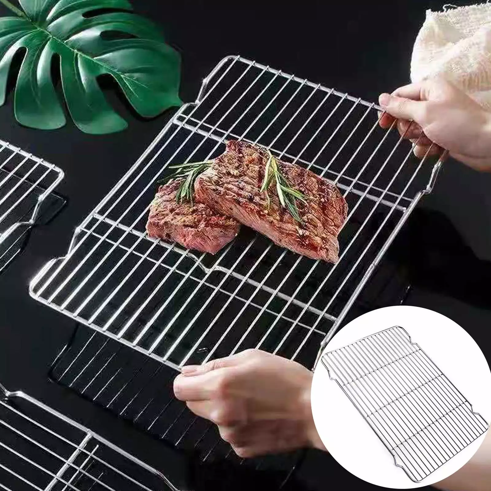 Ploknplq Stainless Steel Grill Rack Antiscalding Surround Furnace Bracket Oil Drain Rack Kitchen Mat