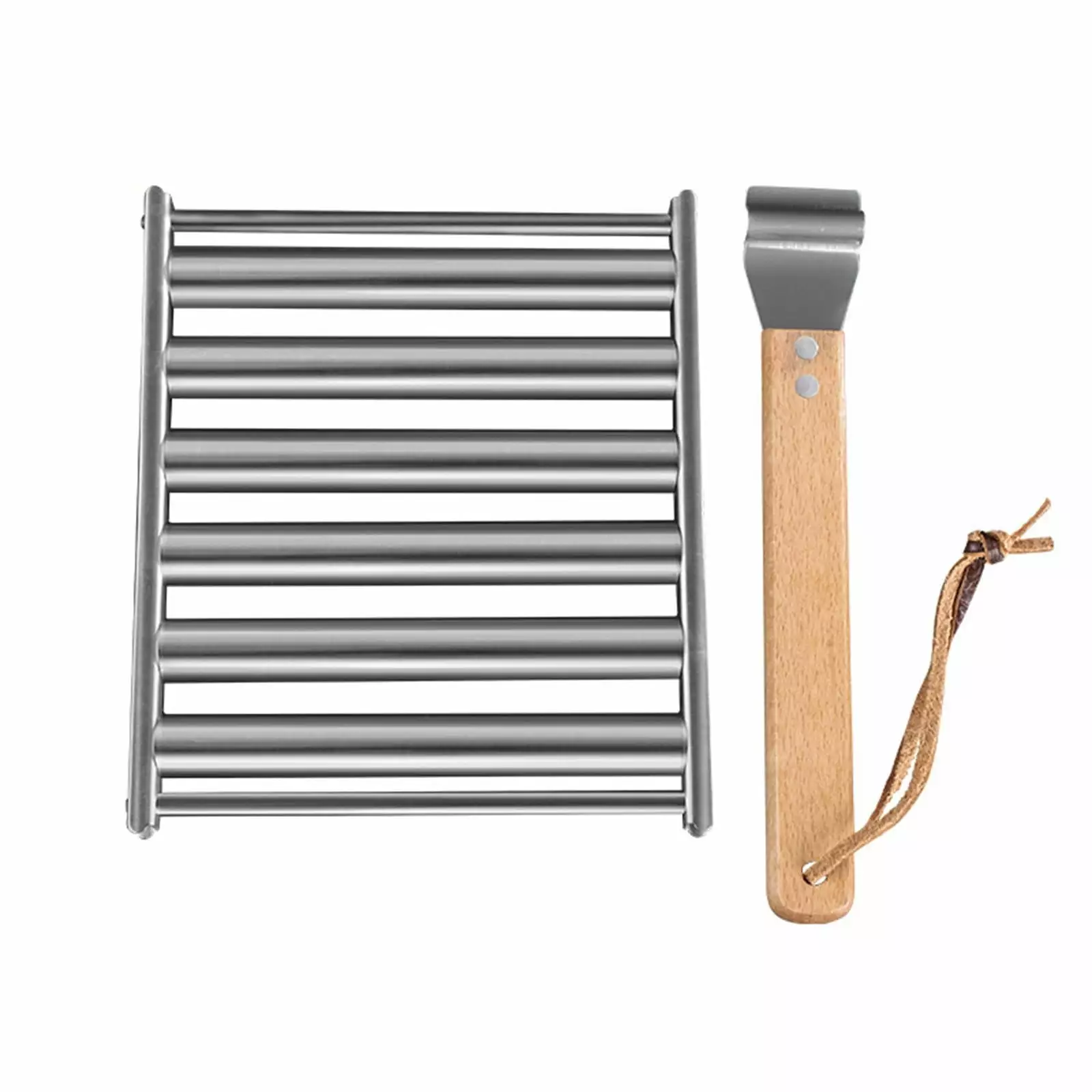 Aminojy Travel-friendly Charcoal Grill Rolling Sausage Rack Stainless Steel Hot Dog Grill Accessories