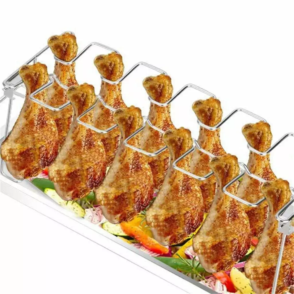 Fimeskey Kitchen Supplies Barbecue Grill Rack Wing Holes Holder Leg Chicken Stainless Steel BBQ One