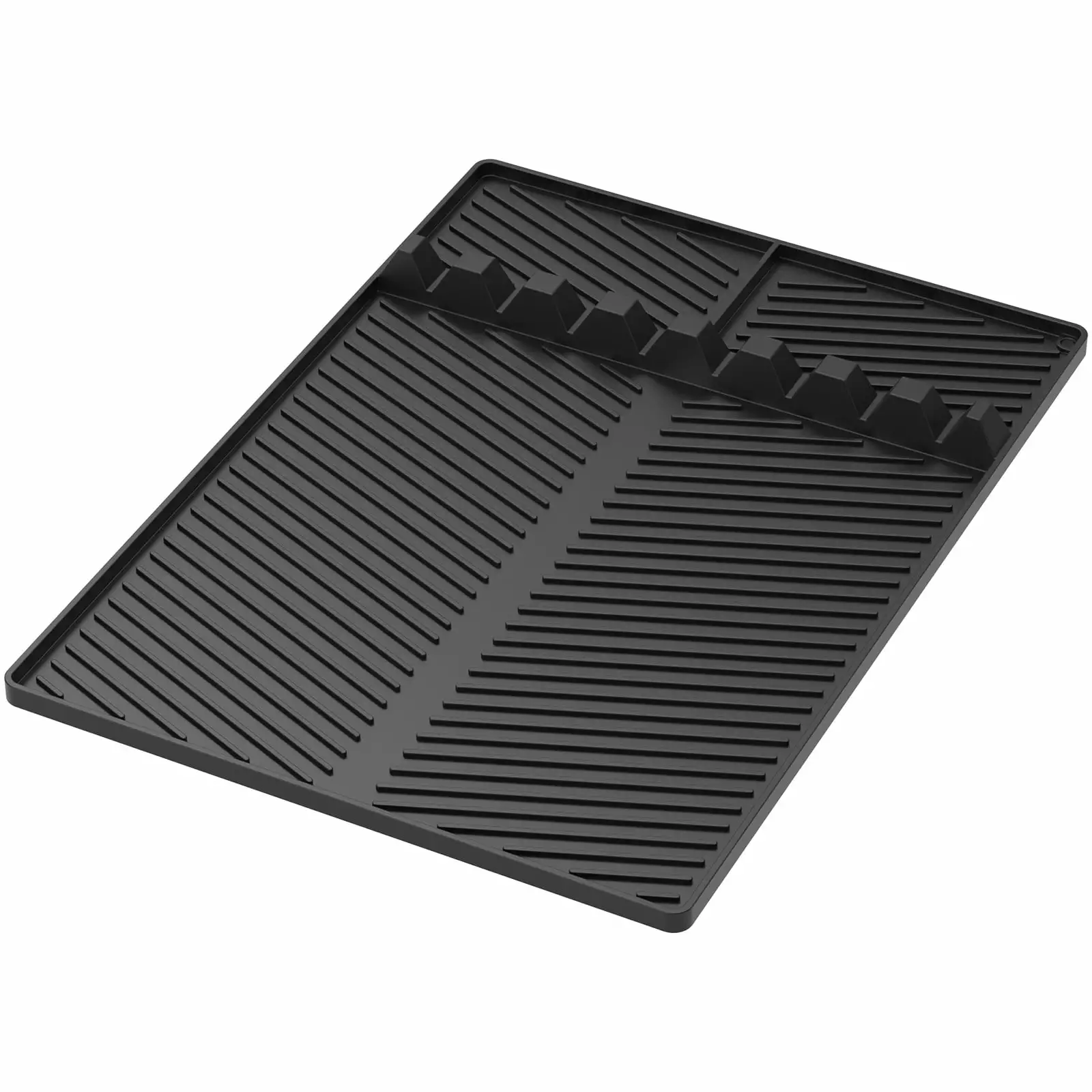 Evjurcn Grill Side Shelf Mat Silicone Griddle Tool Mat 8 Slot Anti-Slip Grill Holder Pad Heat-Resistant BBQ Utensil Mat