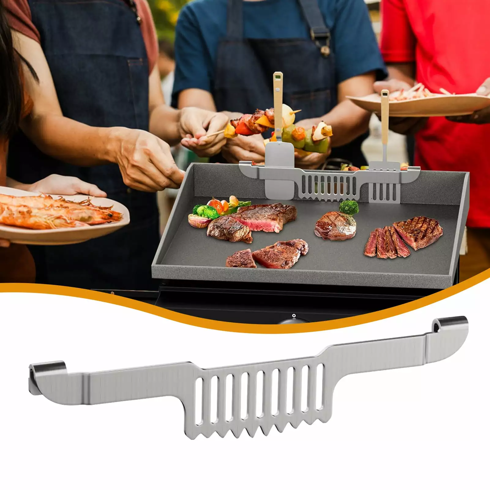 Hzsb Stainless Steel Magnetic Grease Door Spatula Holder Blackstone Griddle - BBQ Tool Rack Camping and Picnics