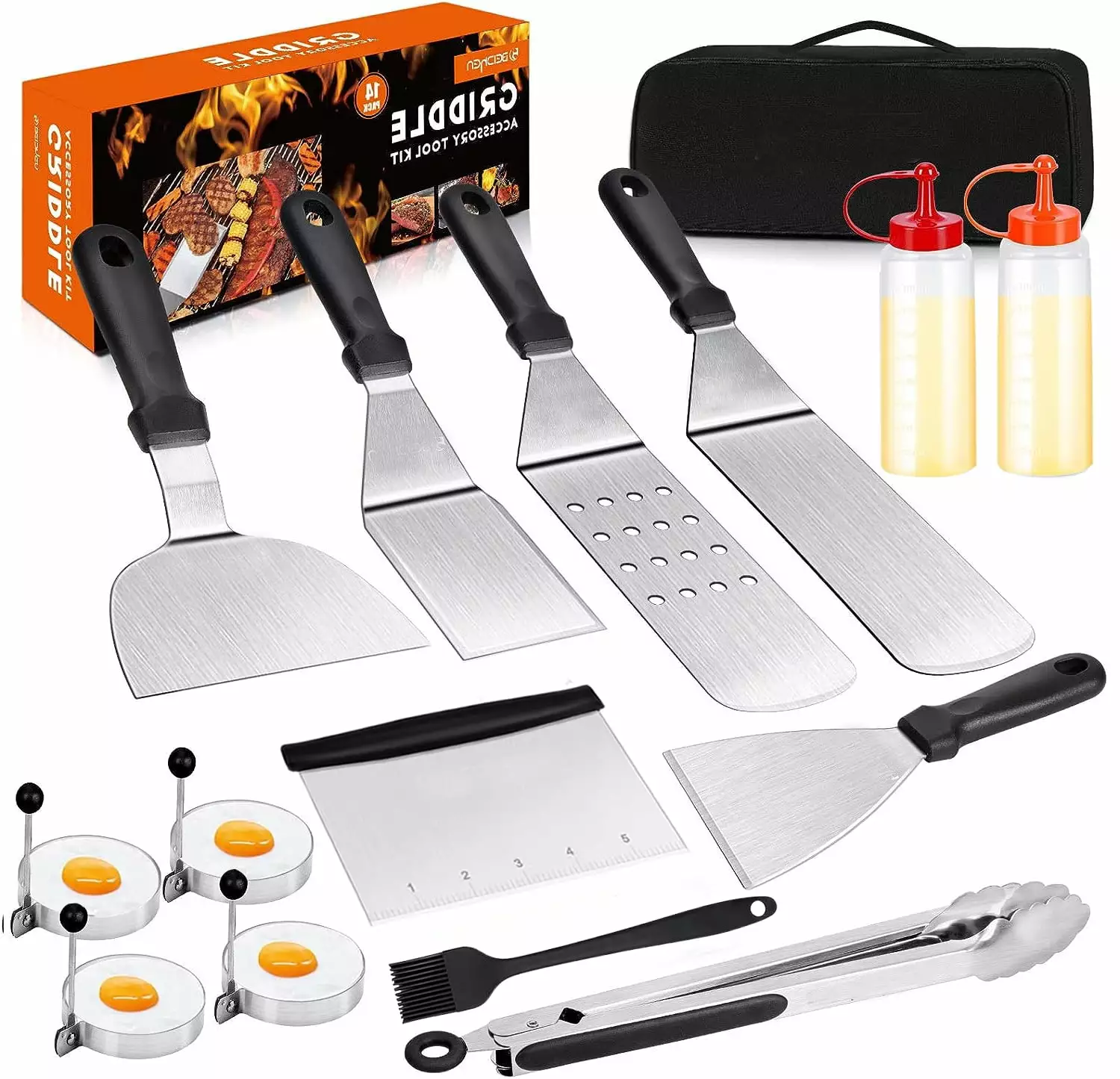 Griddle Accessories Kit 14 Pcs Stainless Steel Grill Tools Set Blackstone and Camp Chef