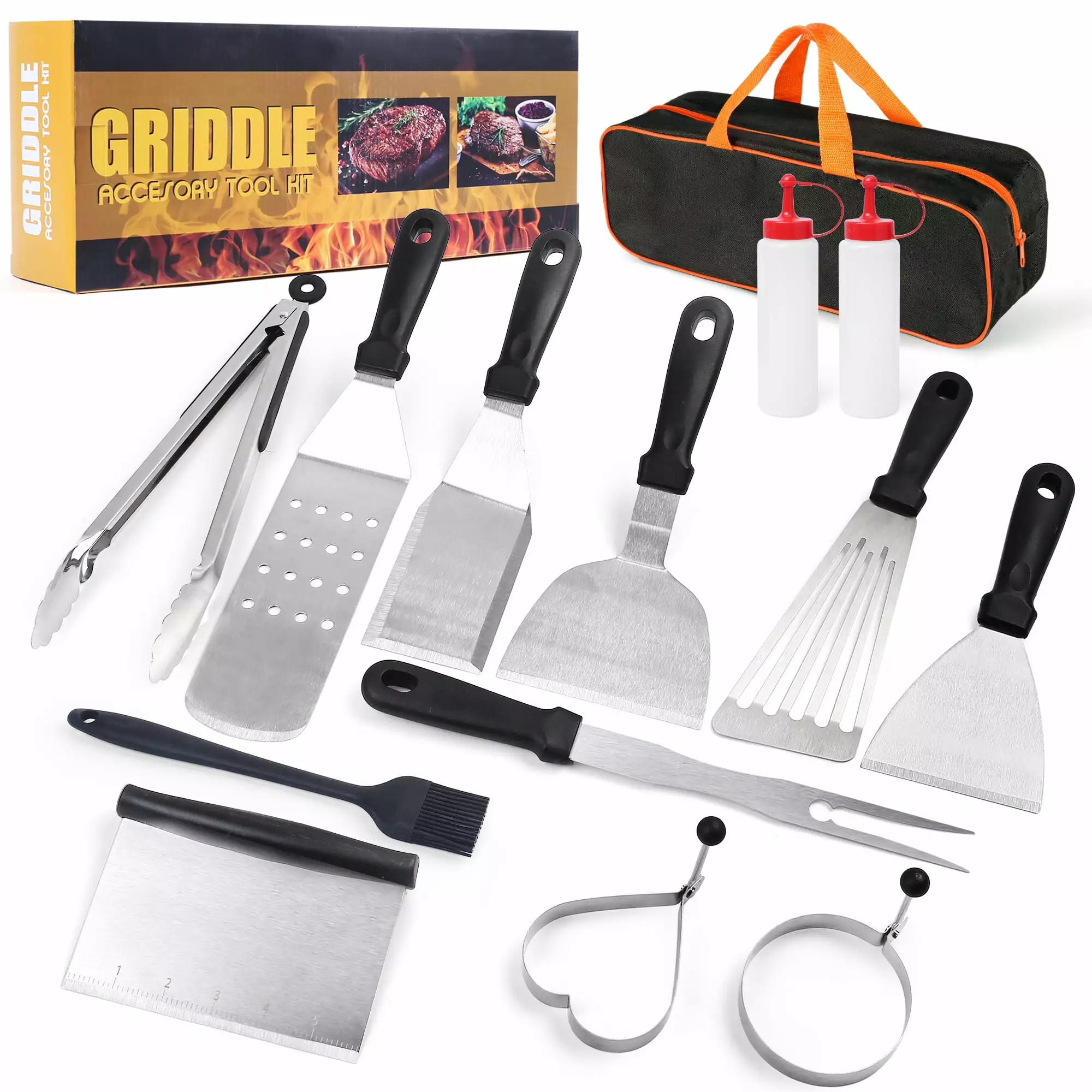 LotFancy Griddle Accessories Kit 14 Pcs Grill Tools Set Blackstone and Camp Chef