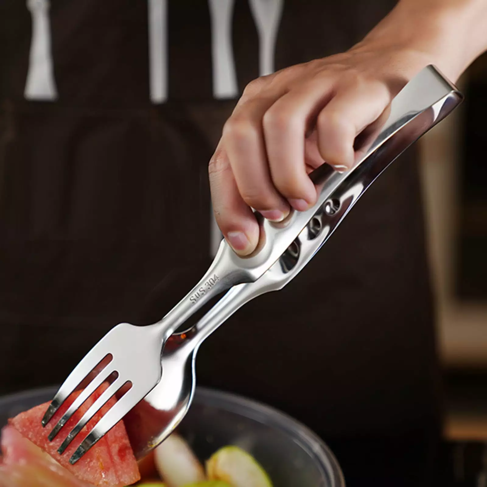 Marioyuzhang Stainless Steel BBQ Grill Tools Set - 3-Piece Handle Fork, Spatula, and Clip Outdoor Barbecue 25x5