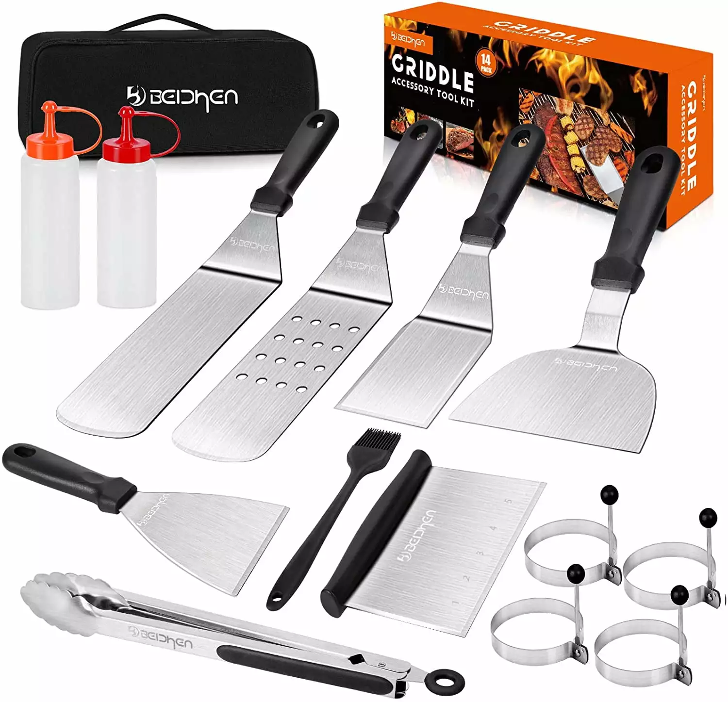 Morfone Griddle Accessories Kit 14 Pcs Stainless Steel Grill Tools Set Blackstone and Camp Chef
