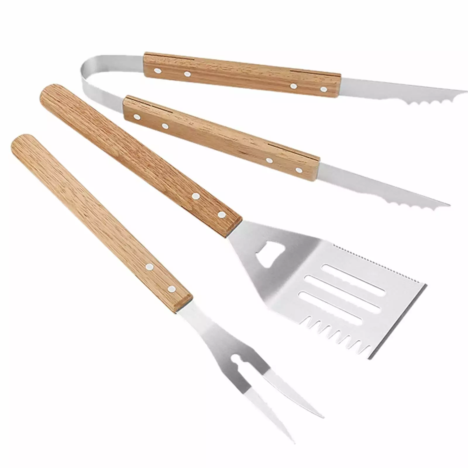 Pdqouc Stainless Steel 3 PCS Set Grill Fork Spatula Clip Outdoor Barbecue Supplies Tools One