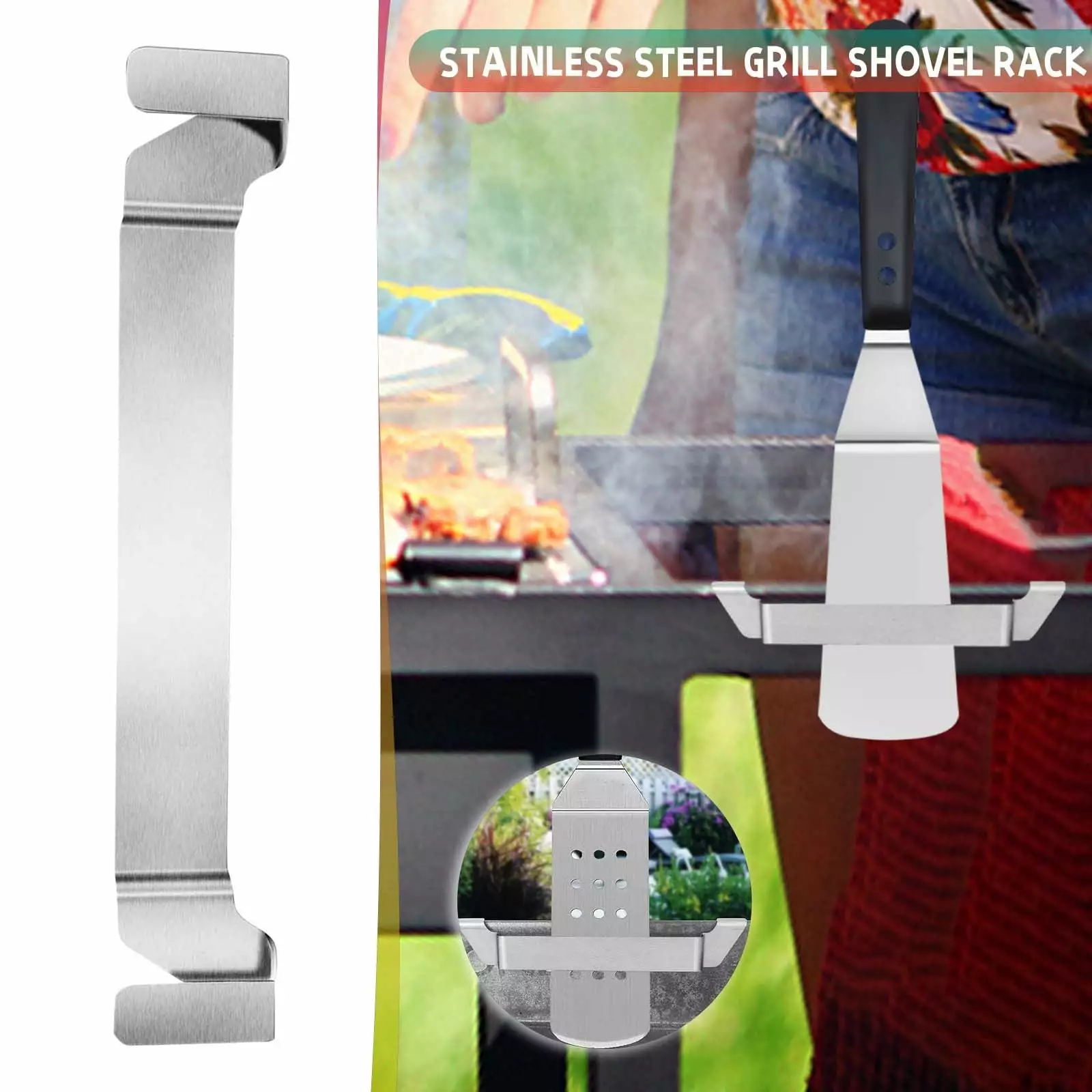 Stainless Steel BBQ Spatula Rack Grill Shovel Barbecue Tool Accessories One
