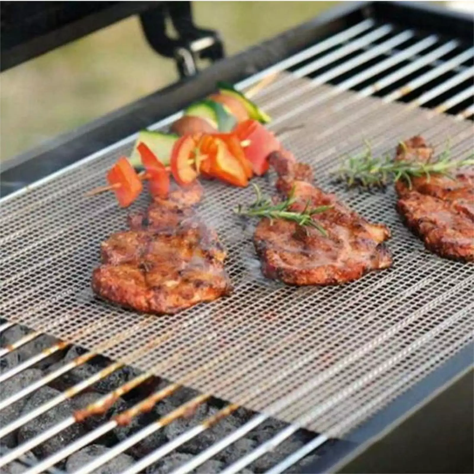 LMEEOR Rectangle BBQ Grill Net Non Stick Wire Mesh Outdoor Cooking A