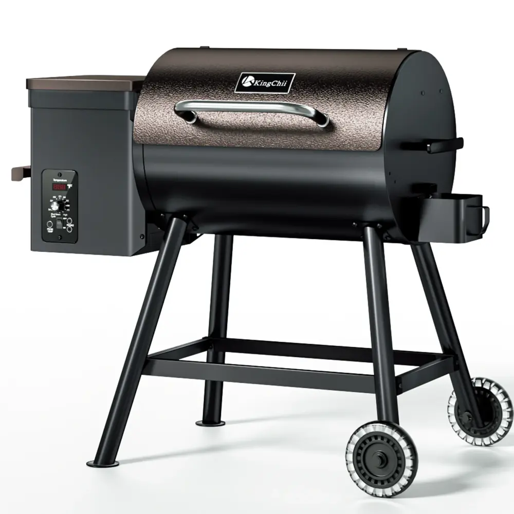 KingChii 456 SQ. Wood Pellet Grill Smoker Auto Temperature Control Outdoor RV BBQ Copper-brown