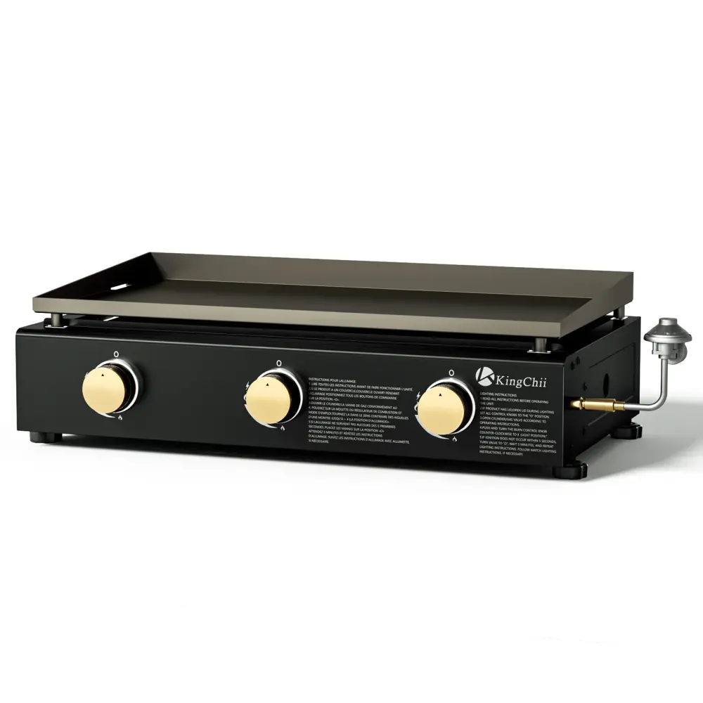 KingChii Portable 3-Burner 27" Propane Griddle Table Top Gas Grill Griddle Camping, Tailgating, BBQ, Backyard & Patio