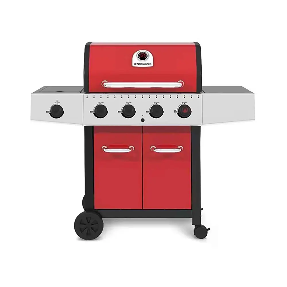Flame 440 Cherry Propane BBQ 4 Burners + 1 Side Burner, 50,000 BTU