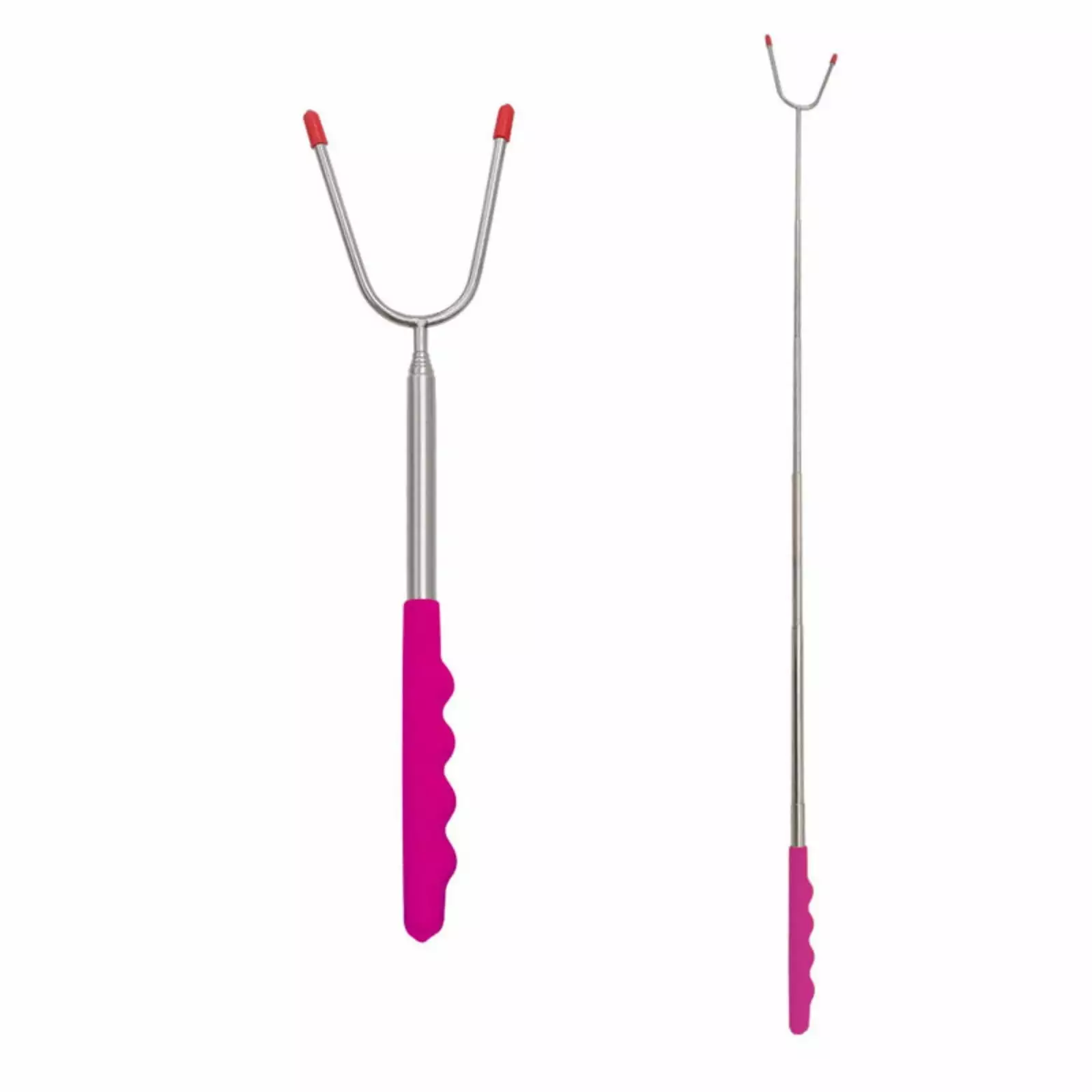 Aaihamo Stainless Steel Charcoal Grill U-shaped Barbecue Fork and Wooden Handle