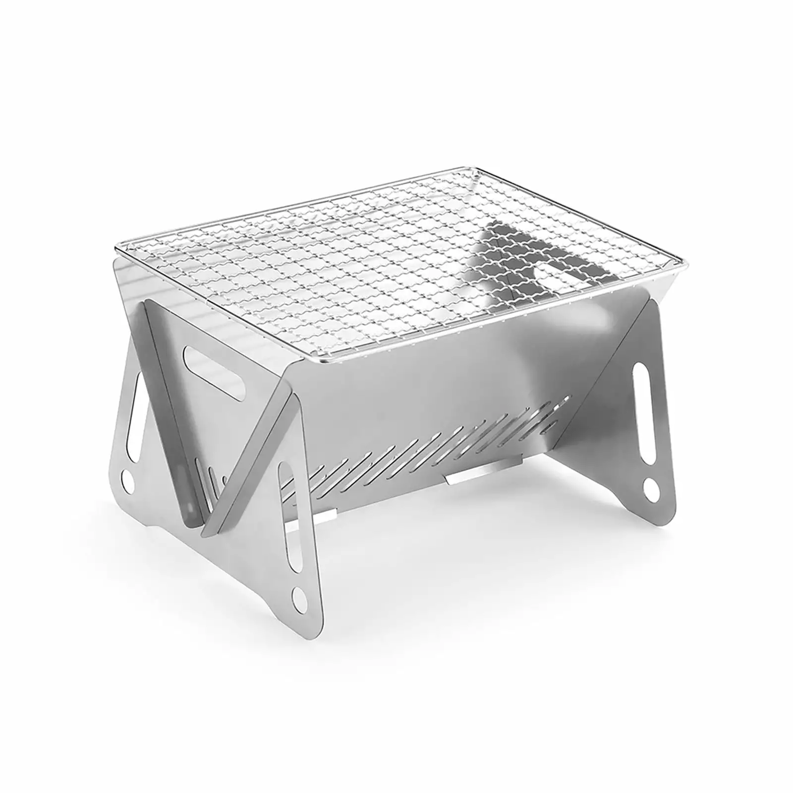 Wovilon Stainless Steel Folding Travel Grill Backyard Camping Picnic and Kitchen Use