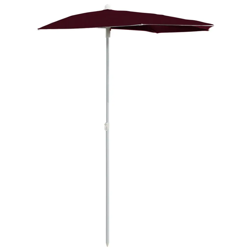 Garden Half Parasol Pole 70.9x35.4 Inches Bordeaux Red Outdoor Umbrella