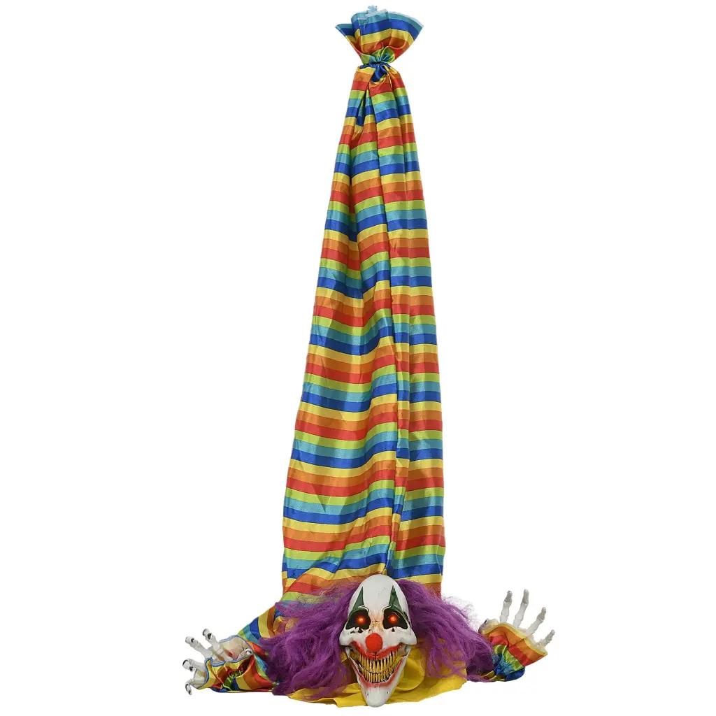 Homcom 3.8 Foot Outdoor Halloween Decoration Animatronic Hanging Clown aosom business
