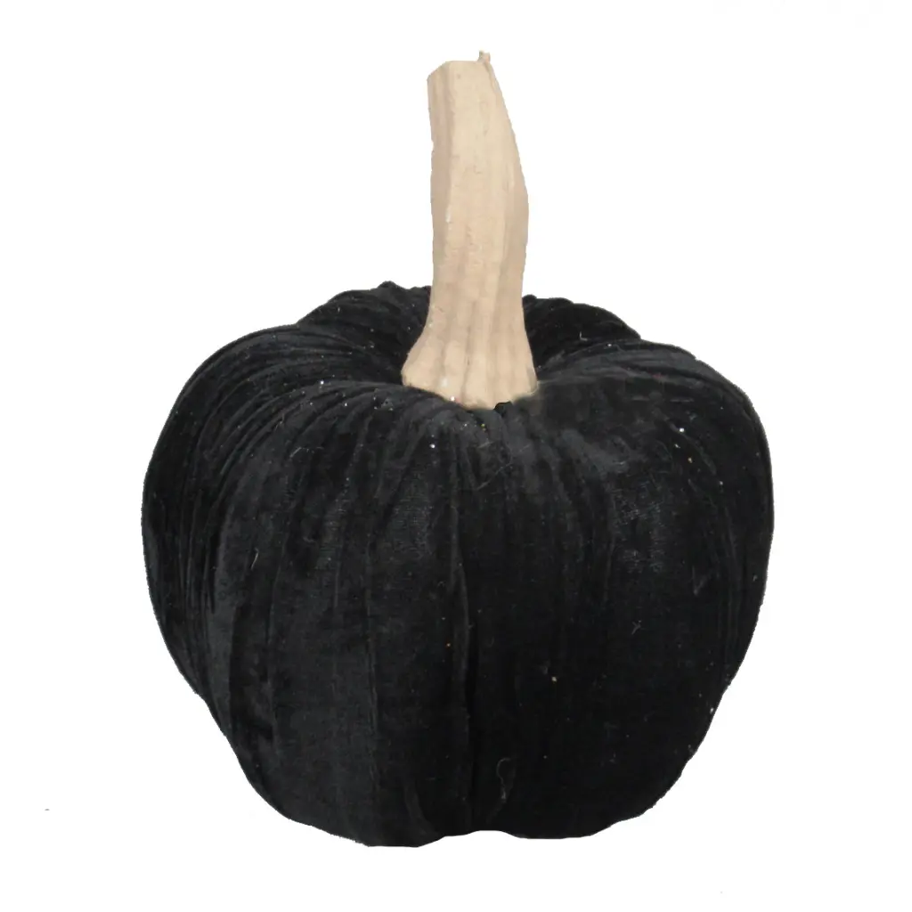 9.5 Inch Black Velvet Pumpkin Large Holiday Halloween Decor w2078