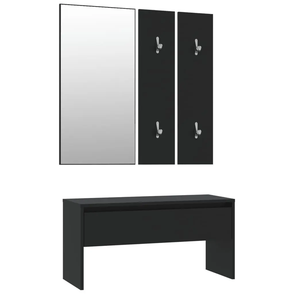 Hallway Furniture Set Black Engineered Wood Entryway Storage