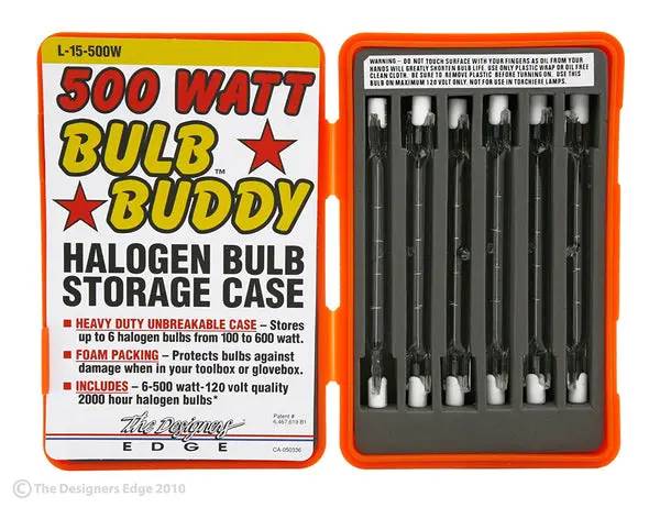 Designers Edge L15 Bulb Buddy Storage Case 6-Pack 500W Halogen T3 Bulbs Designer'S Edge