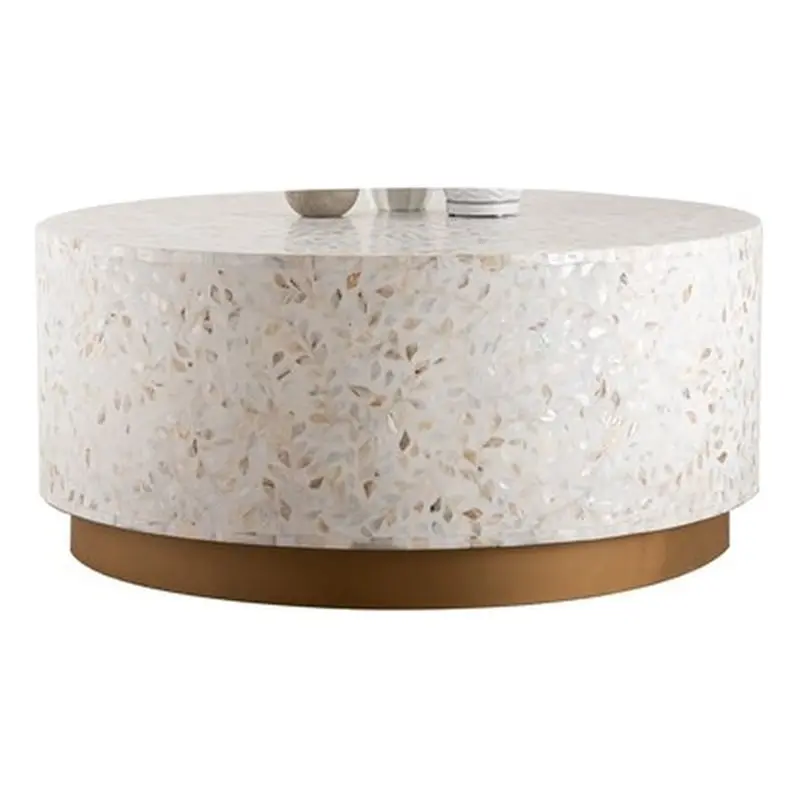 Pemberly Row Contemporary Handmade Coffee Table Ivory color