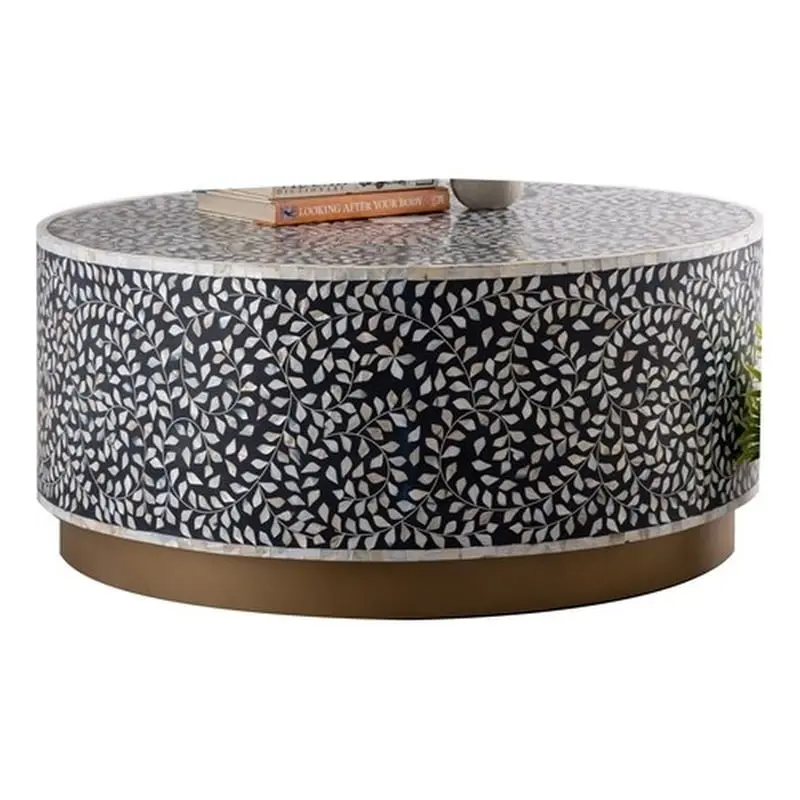 Pemberly Row Contemporary Handmade Coffee Table Navy color