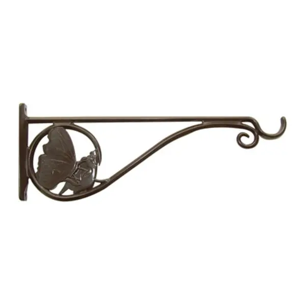 Panacea 85040GT Green Thumb Butterfly Hanging Plant Bracket Brown Outdoor Garden Decor