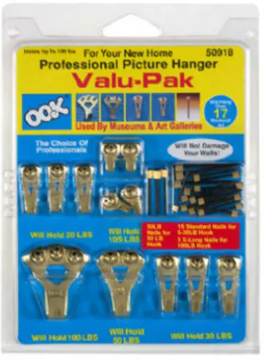OOK 50918 Professional Picture Hanging Value Pack Kit Secure Wall Decor Installation