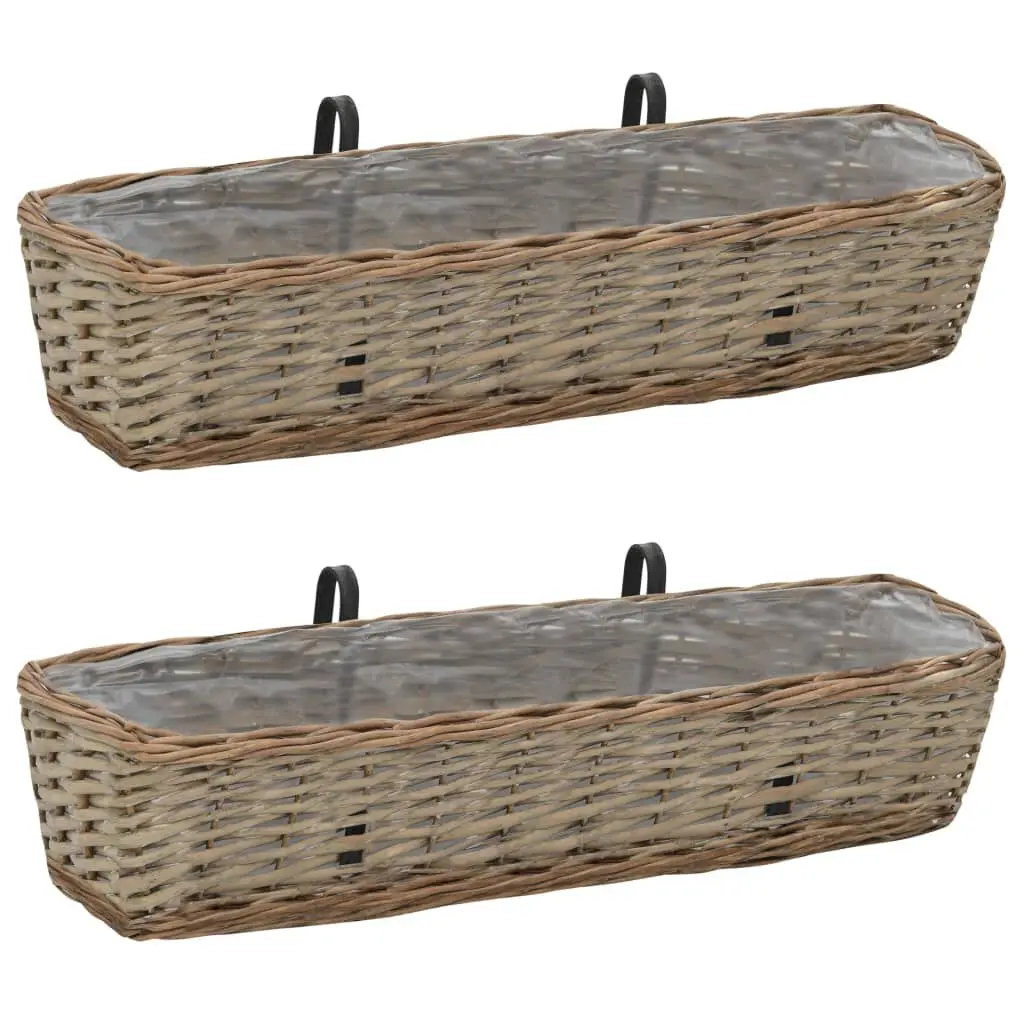 Balcony Planter 2 pcs Wicker PE Lining 31.5 Inches Outdoor Plant Pots