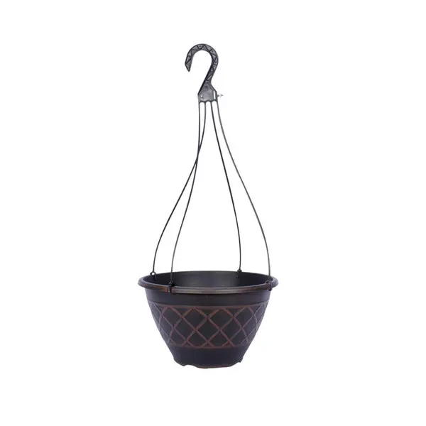 Southern Patio HDR-054825 Lacis Brown Hanging Basket Planter 12 Inch Garden Decor