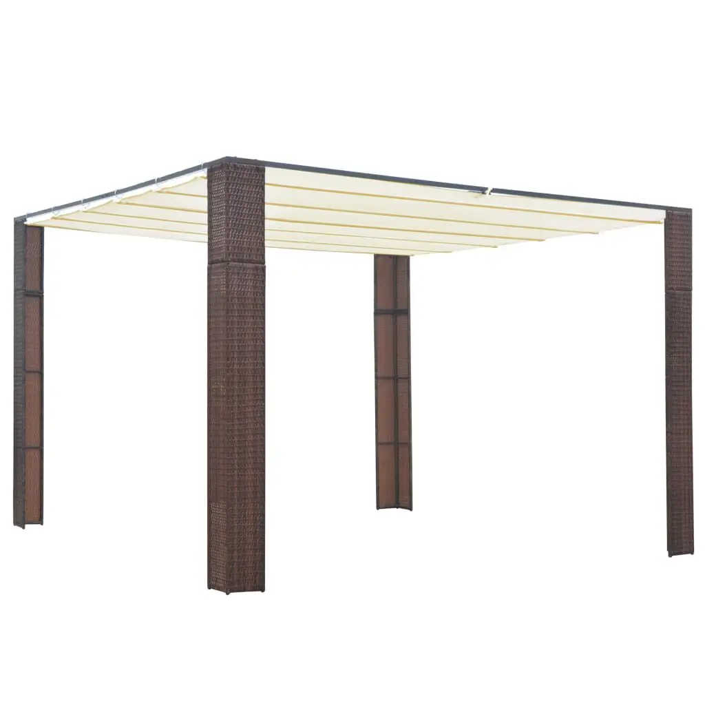 118.1"x118.1"x78.7" Brown and Cream Poly Rattan Gazebo Roof