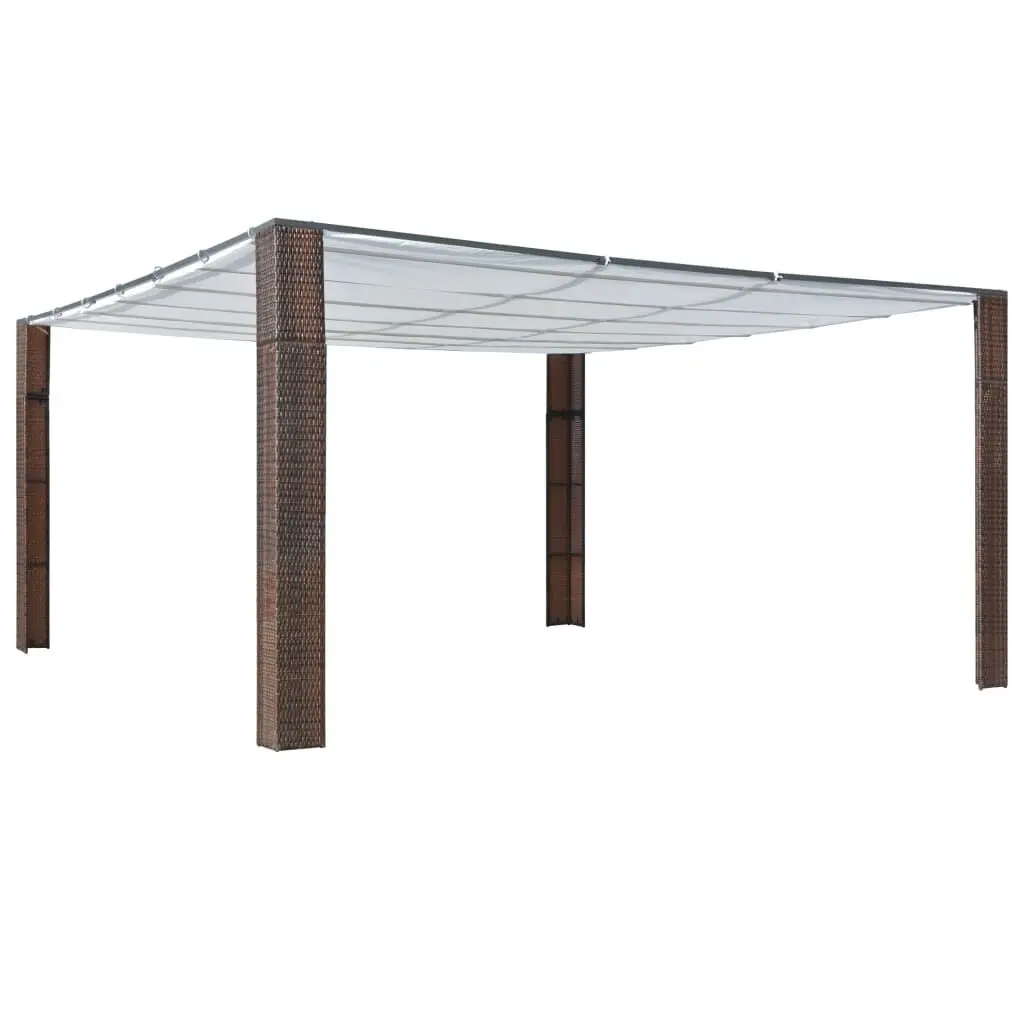 157.4"x157.4"x78.7" Brown and Cream Poly Rattan Gazebo Roof