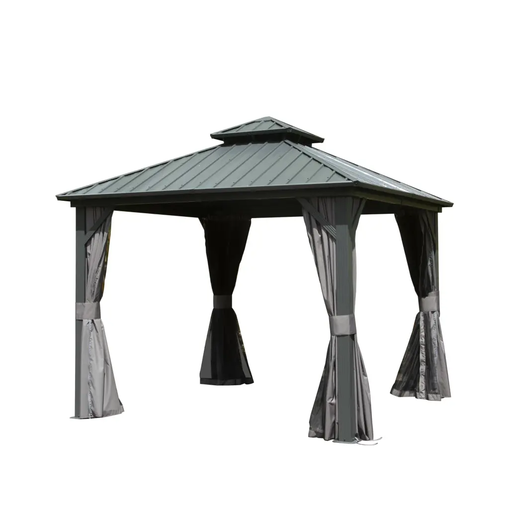 10x10 Hardtop Gazebo Light Metal Frame Galvanized Alloy Metal Roof crefise patio life