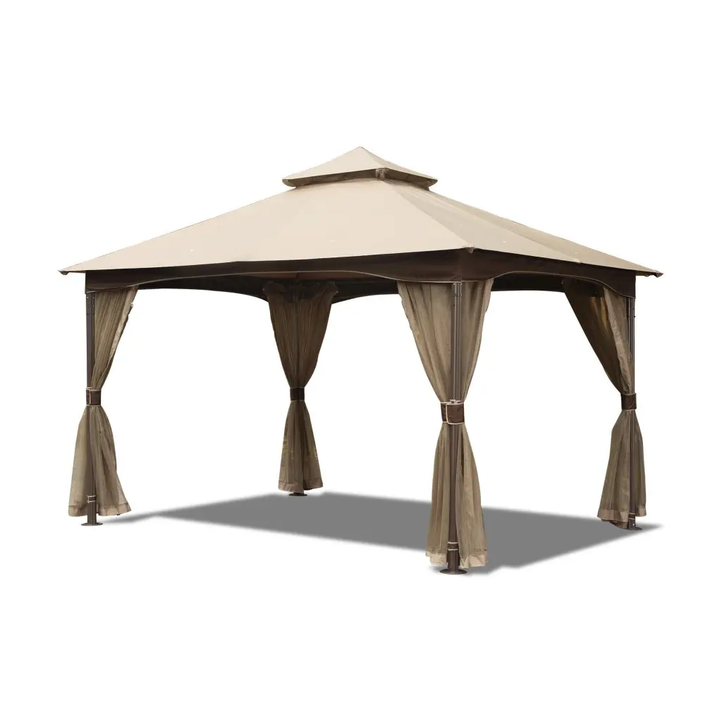 10'X13' Outdoor Gazebo Mosquito Netting Metallic Frame Double Roof Canopy crefise patio life