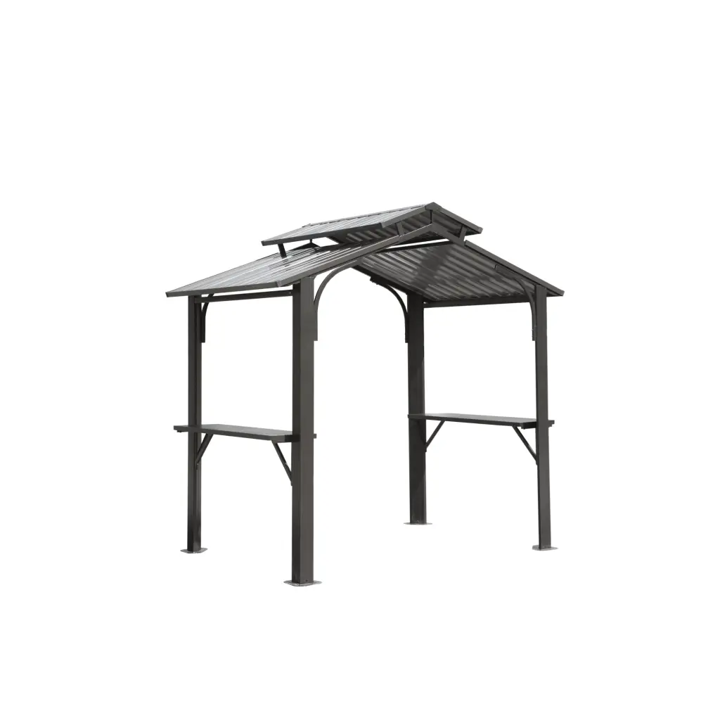8.5Ft Hardtop Grill Gazebo - Outdoor BBQ Gazebo Galvanized Alloy Metal Double Roof crefise patio life