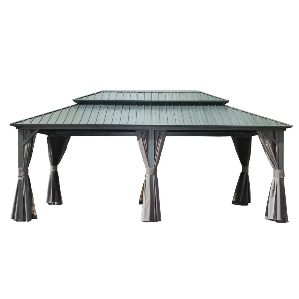 12' X 20' Hardtop Gazebo Aluminum Metal Gazebo Galvanized Steel Frame crefise patio life