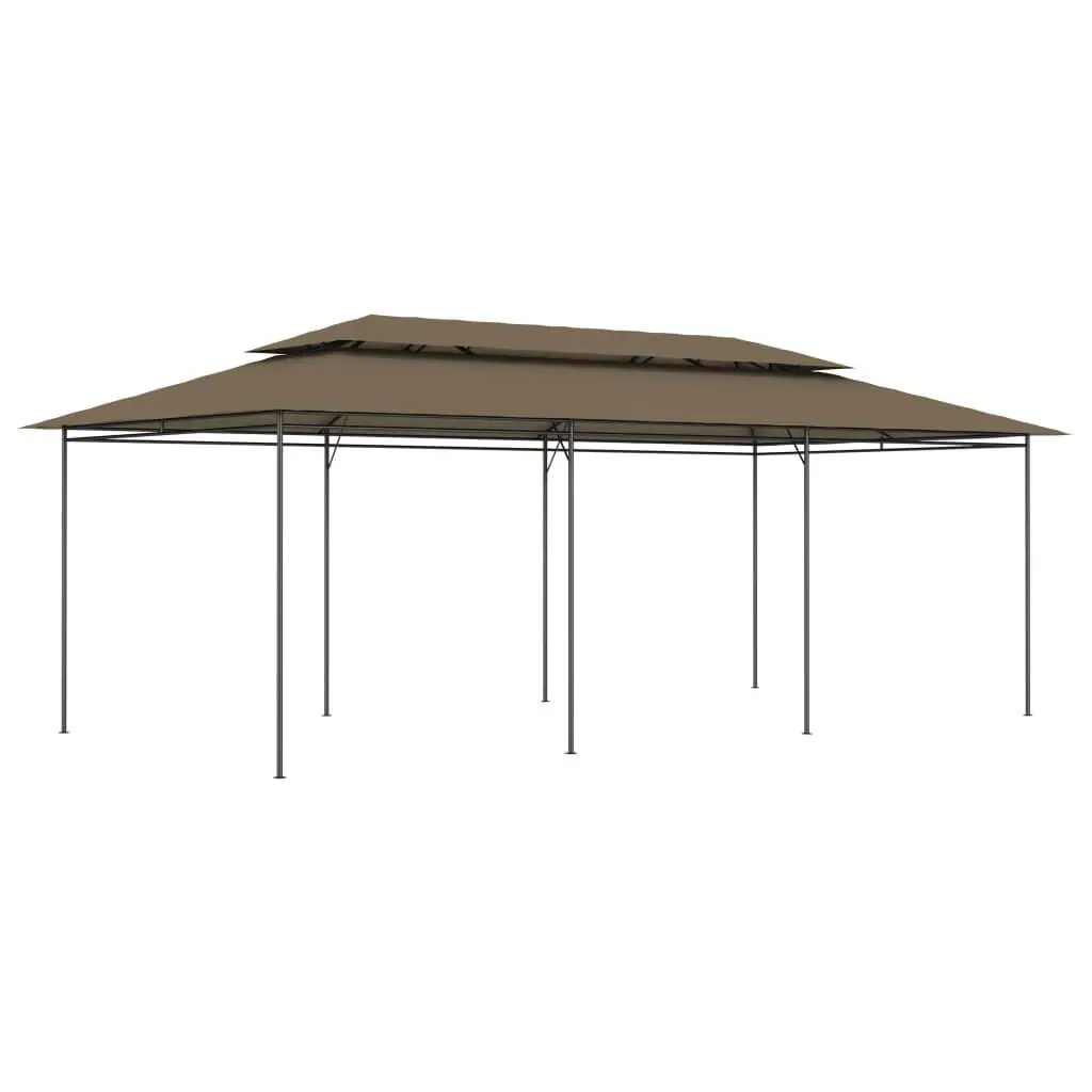 Large Gazebo 236.2x117.3x106.3 Inch Taupe 0.6 oz/ft² Outdoor Shelter