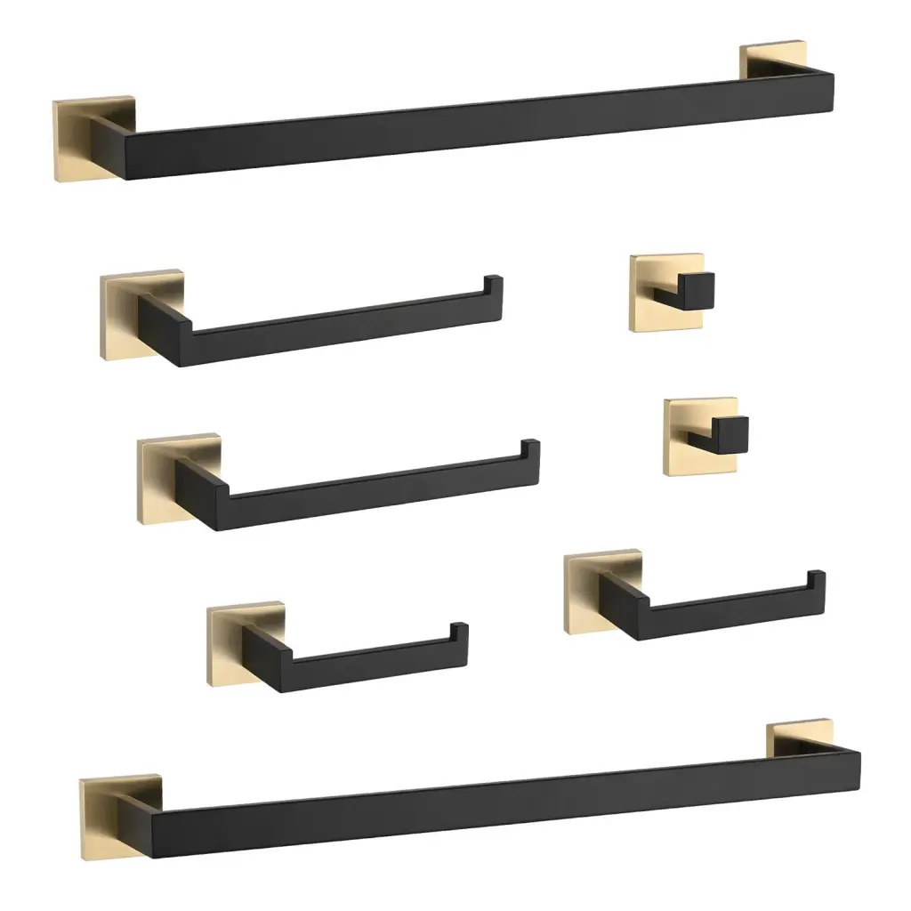 8 Piece Bathroom Hardware Set Matte Black Stainless Alloy w2287