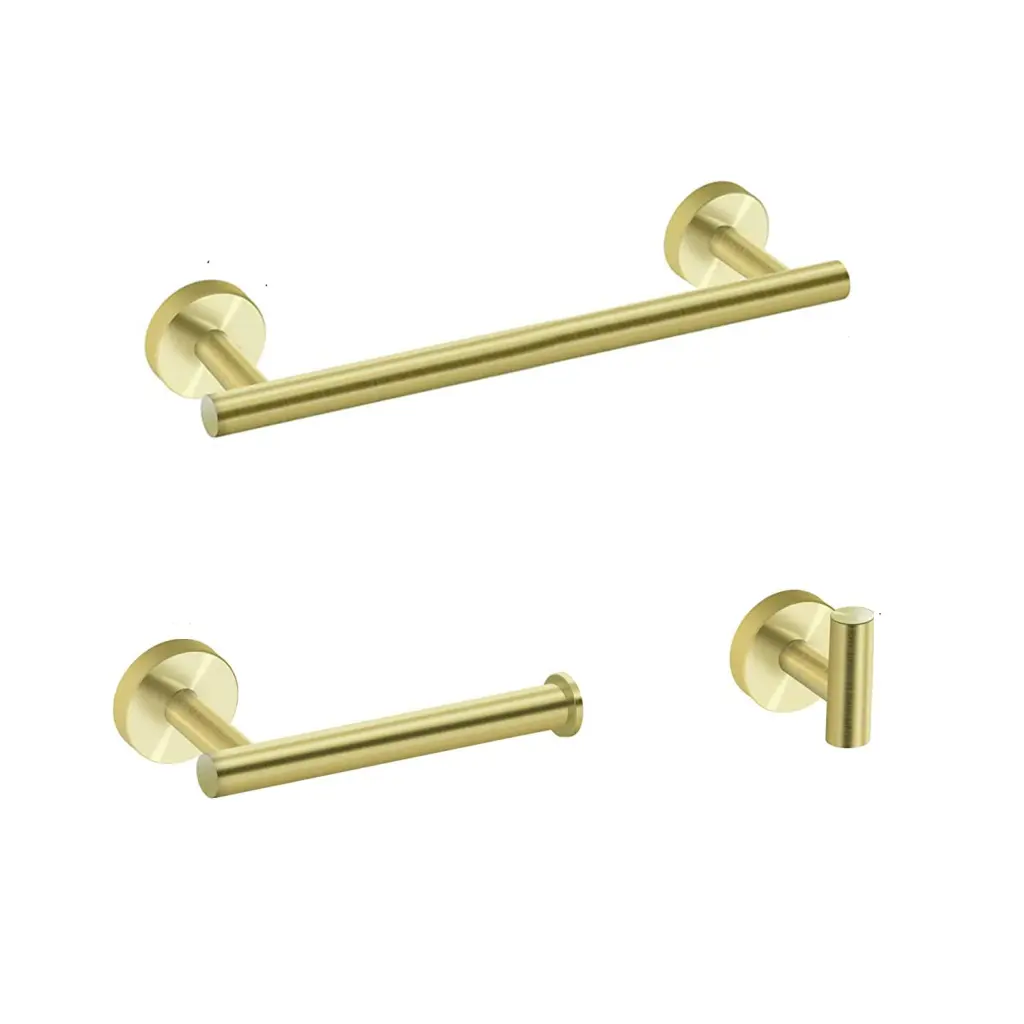 3 Piece Bathroom Hardware Set Brushed Precious Metal Stainless Alloy Metal w928 dongtu group