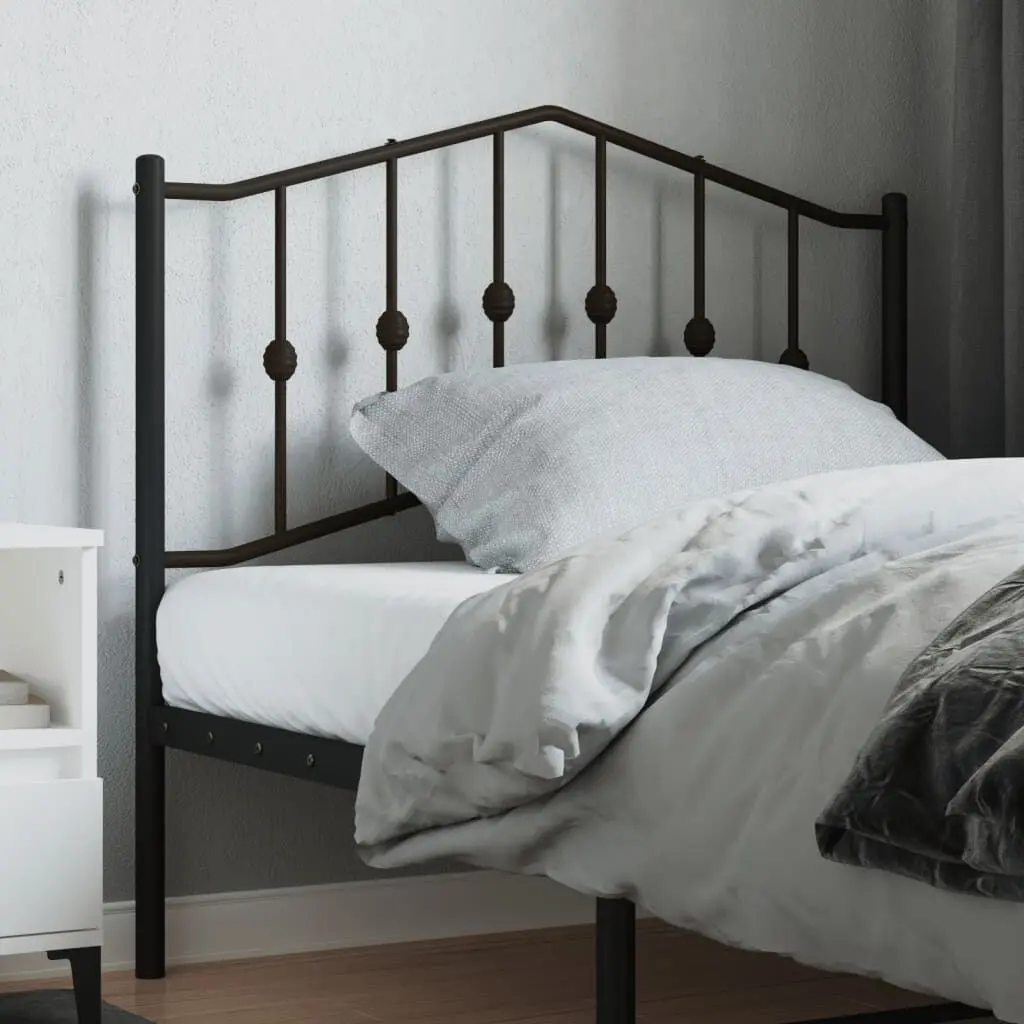 Black Metal Headboard 39.4 Inches Modern Bed Frame