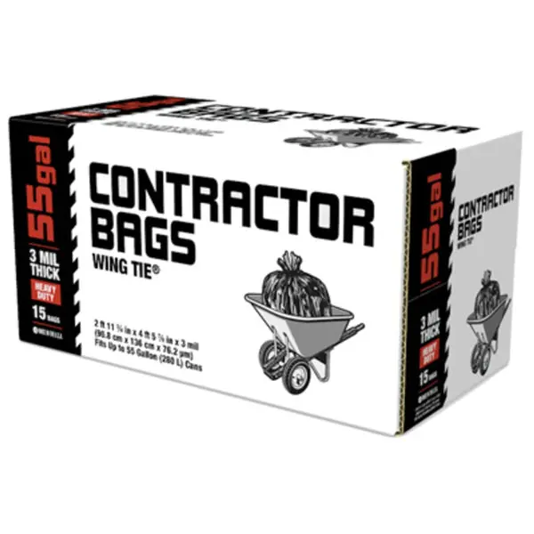 Berry Plastic 1628318 Contractor Trash Bags 55 Gallon Heavy-Duty Construction and Cleanup Berry Plastics
